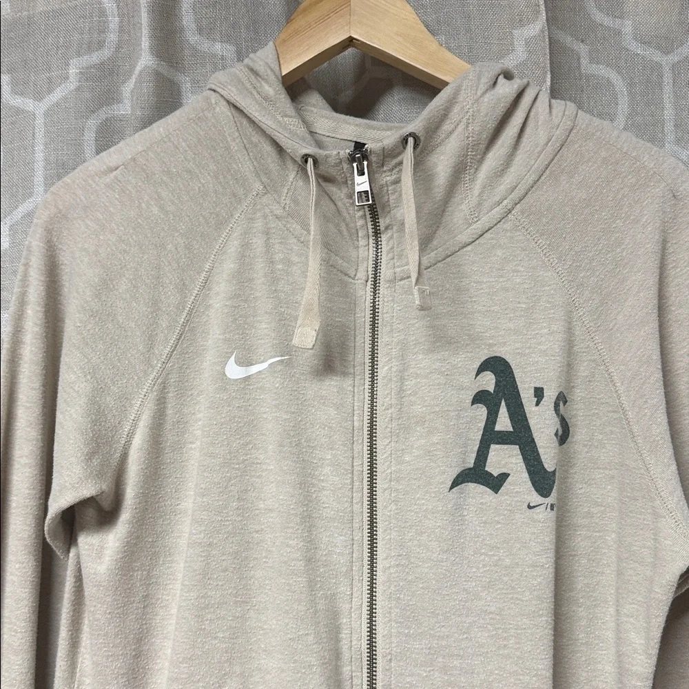 Nike A’s Light Tan Zip-Up Hoodie with Logo medium